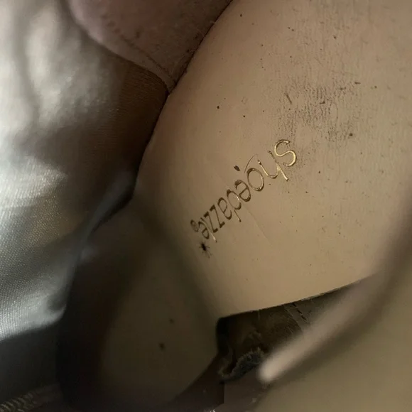 ShoeDazzle Tan Faux Suede Thigh High Stiletto Boots Tassel Lace Up 7.5 - Picture 5 of 11